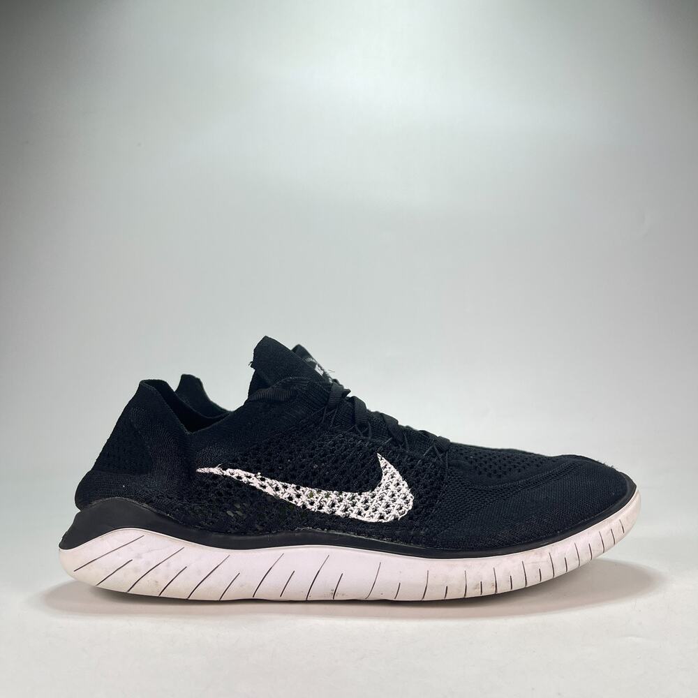 Nike Free RN Flyknit 2018 Black White Running Shoes 942838-001 Men's Size 12